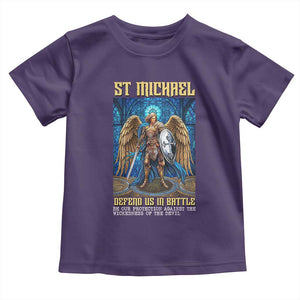 Saint Michael Prayer Defend Us In Battle Toddler T Shirt Religious Gift TS12 Purple Print Your Wear