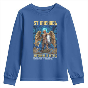 Saint Michael Prayer Defend Us In Battle Youth Sweatshirt Religious Gift TS12 Royal Blue Print Your Wear