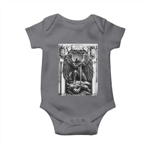 Saint Michael The Archangel Defeating Satan Baby Onesie Christian Faith Gift TS12 Charcoal Print Your Wear