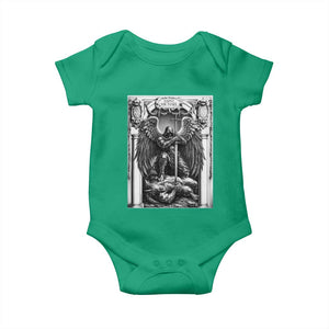 Saint Michael The Archangel Defeating Satan Baby Onesie Christian Faith Gift TS12 Irish Green Print Your Wear