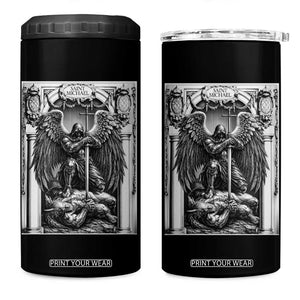 Saint Michael The Archangel Defeating Satan 4 in 1 Can Cooler Tumbler Christian Faith Gift TS12 One Size: 16 oz Black Print Your Wear