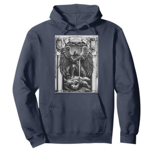 Saint Michael The Archangel Defeating Satan Hoodie Christian Faith Gift TS12 Navy Print Your Wear