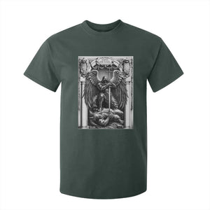 Saint Michael The Archangel Defeating Satan T Shirt For Kid Christian Faith Gift TS12 Dark Forest Green Print Your Wear