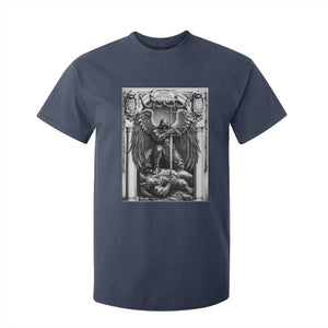 Saint Michael The Archangel Defeating Satan T Shirt For Kid Christian Faith Gift TS12 Navy Print Your Wear