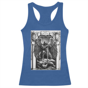 Saint Michael The Archangel Defeating Satan Racerback Tank Top Christian Faith Gift TS12 Royal Blue Print Your Wear