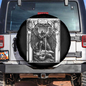 Saint Michael The Archangel Defeating Satan Spare Tire Cover Christian Faith Gift TS12 No hole Black Print Your Wear