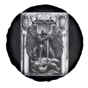 Saint Michael The Archangel Defeating Satan Spare Tire Cover Christian Faith Gift TS12 Print Your Wear