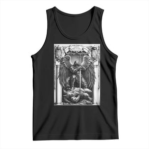 Saint Michael The Archangel Defeating Satan Tank Top Christian Faith Gift TS12 Black Print Your Wear