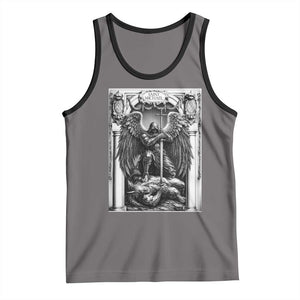 Saint Michael The Archangel Defeating Satan Tank Top Christian Faith Gift TS12 Deep Heather Black Print Your Wear