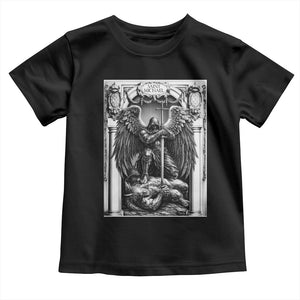 Saint Michael The Archangel Defeating Satan Toddler T Shirt Christian Faith Gift TS12 Black Print Your Wear