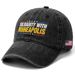 Solidarity With Minneapolis Washed Cotton Baseball Cap Minnesota Community Support Gift TS12 Print Your Wear
