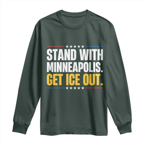 Stand With Minneapolis Long Sleeve Shirt Minnesota Community Support Gift TS12 Dark Forest Green Print Your Wear