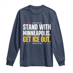 Stand With Minneapolis Long Sleeve Shirt Minnesota Community Support Gift TS12 Navy Print Your Wear