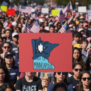 Ice Out Of Minneapolis Protest Sign Minnesota Community Support Gift TS12 Horizontal 18" × 24" Red Print Your Wear