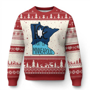 Ice Out Of Minneapolis Ugly Christmas Sweater Minnesota Community Support Gift TS12 Beige Red Print Your Wear
