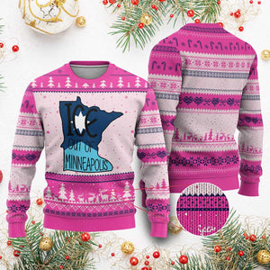 Ice Out Of Minneapolis Ugly Christmas Sweater Minnesota Community Support Gift TS12 Hot Pink Print Your Wear