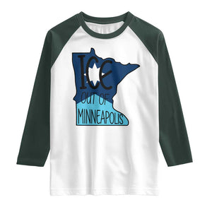 Ice Out Of Minneapolis Raglan Shirt Minnesota Community Support Gift TS12 White Dark Forest Green Print Your Wear