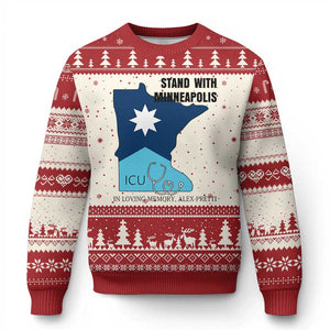 Stand With Minneapolis Ugly Christmas Sweater In Loving Memory Of Alex TS12 Beige Red Print Your Wear