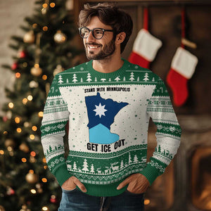 Stand With Minneapolis Ugly Christmas Sweater Social Justice Support TS12 Beige Green Print Your Wear