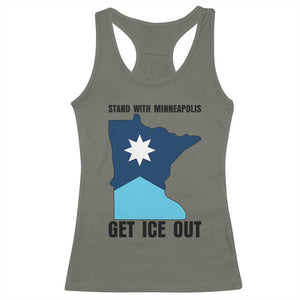 Stand With Minneapolis Racerback Tank Top Social Justice Support TS12 Military Green Print Your Wear