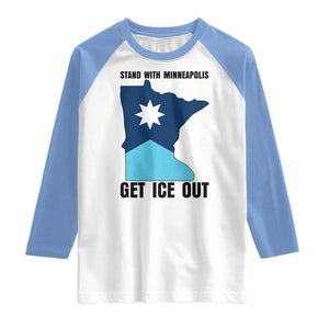 Stand With Minneapolis Raglan Shirt Social Justice Support TS12 White Carolina Blue Print Your Wear