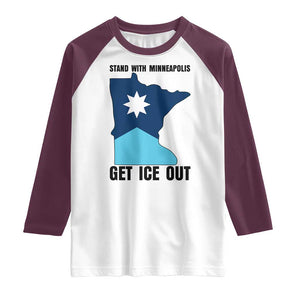 Stand With Minneapolis Raglan Shirt Social Justice Support TS12 White Maroon Print Your Wear
