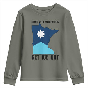 Stand With Minneapolis Youth Sweatshirt Social Justice Support TS12 Military Green Print Your Wear