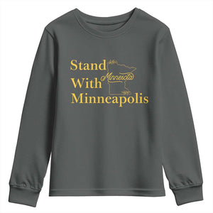 Stand With Minneapolis Youth Sweatshirt Community And Social Justice Gift TS12 Dark Heather Print Your Wear