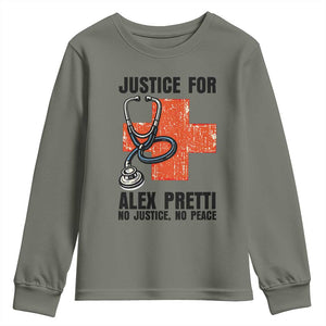 Justice For Alex Pretti Youth Sweatshirt Minneapolis Support Gift TS12 Military Green Print Your Wear