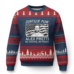 Minneapolis Strong Stand With Alex Ugly Christmas Sweater Justice And Solidarity Support Gift TS12 Navy Red Print Your Wear