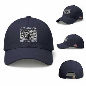 Ice Out Of Minneapolis Baseball Cap Minnesota Protest Support Gift TS12 Baseball Cap Universal Fit Navy Print Your Wear