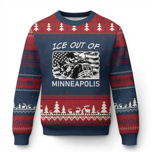Ice Out Of Minneapolis Ugly Christmas Sweater Minnesota Protest Support Gift TS12 Navy Red Print Your Wear
