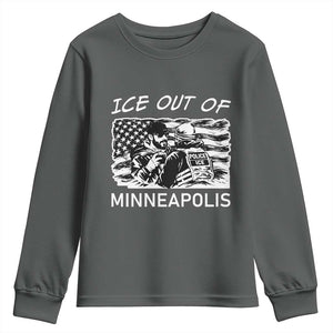 Ice Out Of Minneapolis Youth Sweatshirt Minnesota Protest Support Gift TS12 Dark Heather Print Your Wear
