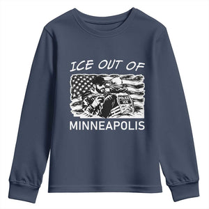 Ice Out Of Minneapolis Youth Sweatshirt Minnesota Protest Support Gift TS12 Navy Print Your Wear