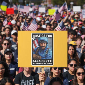 Justice For Alex Pretti Protest Sign Minneapolis USA Support Gift TS12 Horizontal 18" × 24" Yellow Print Your Wear