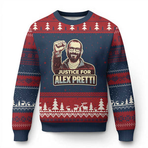 Justice For Alex Ugly Christmas Sweater Minneapolis ICU Nurse Hero Support Gift TS12 Navy Red Print Your Wear
