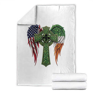 USA Flag Celtic Cross Irish American Throw Blanket St Patricks Day Gift TS12 White Print Your Wear
