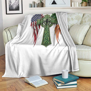 USA Flag Celtic Cross Irish American Throw Blanket St Patricks Day Gift TS12 Print Your Wear