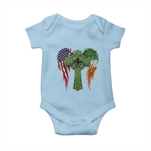 USA Flag Celtic Cross Irish American Baby Onesie St Patricks Day Gift TS12 Light Blue Print Your Wear