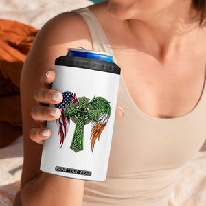 USA Flag Celtic Cross Irish American 4 in 1 Can Cooler Tumbler St Patricks Day Gift TS12 Print Your Wear