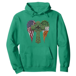 USA Flag Celtic Cross Irish American Hoodie St Patricks Day Gift TS12 Irish Green Print Your Wear