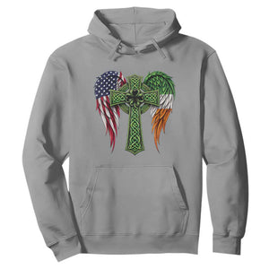 USA Flag Celtic Cross Irish American Hoodie St Patricks Day Gift TS12 Sport Gray Print Your Wear