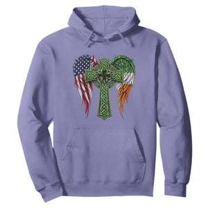 USA Flag Celtic Cross Irish American Hoodie St Patricks Day Gift TS12 Violet Print Your Wear