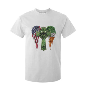 USA Flag Celtic Cross Irish American T Shirt For Kid St Patricks Day Gift TS12 White Print Your Wear