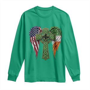 USA Flag Celtic Cross Irish American Long Sleeve Shirt St Patricks Day Gift TS12 Irish Green Print Your Wear