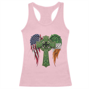 USA Flag Celtic Cross Irish American Racerback Tank Top St Patricks Day Gift TS12 Light Pink Print Your Wear