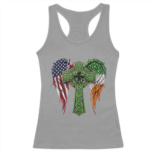 USA Flag Celtic Cross Irish American Racerback Tank Top St Patricks Day Gift TS12 Sport Gray Print Your Wear