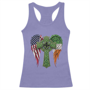 USA Flag Celtic Cross Irish American Racerback Tank Top St Patricks Day Gift TS12 Violet Print Your Wear