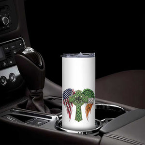 USA Flag Celtic Cross Irish American Skinny Tumbler St Patricks Day Gift TS12 Print Your Wear