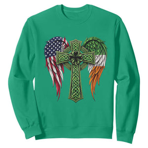 USA Flag Celtic Cross Irish American Sweatshirt St Patricks Day Gift TS12 Irish Green Print Your Wear
